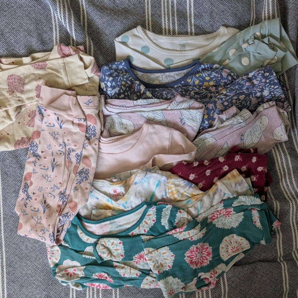 6T cold weather pajama bundle - 7 sets long sleeve shirts + pants